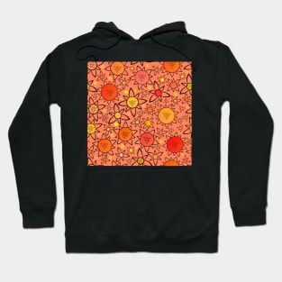 Flower Suns Warm on Dark PeachRepeat 5748 Hoodie